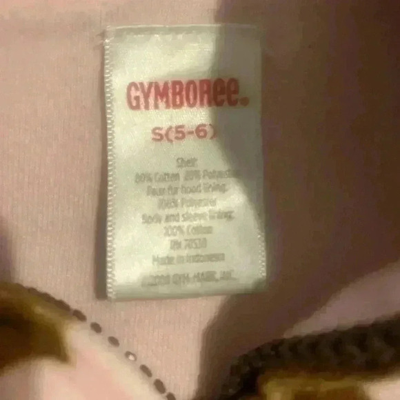Gymboree Girls Hoodie in brown with pink & white hearts. Girls size small 5-6 - Picture 4 of 7